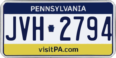 PA license plate JVH2794