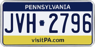 PA license plate JVH2796