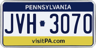 PA license plate JVH3070