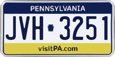 PA license plate JVH3251