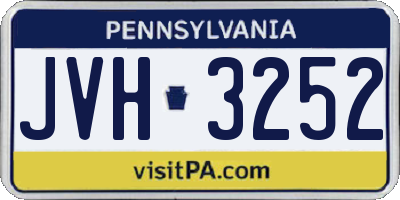 PA license plate JVH3252