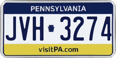 PA license plate JVH3274