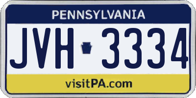 PA license plate JVH3334