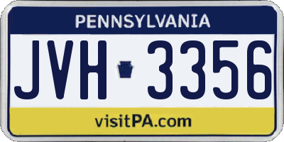 PA license plate JVH3356