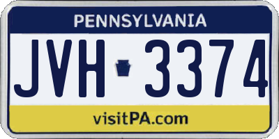 PA license plate JVH3374