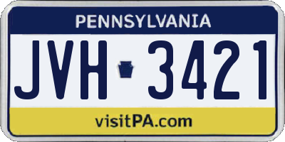 PA license plate JVH3421