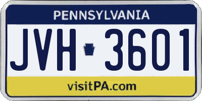 PA license plate JVH3601