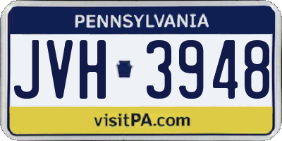 PA license plate JVH3948