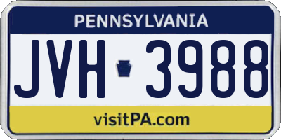 PA license plate JVH3988