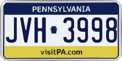 PA license plate JVH3998