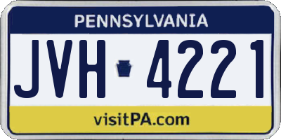 PA license plate JVH4221