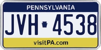 PA license plate JVH4538