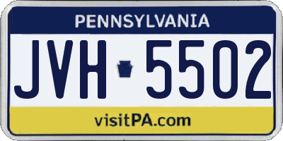 PA license plate JVH5502