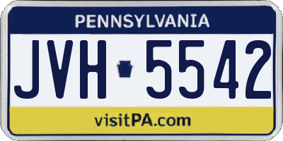 PA license plate JVH5542