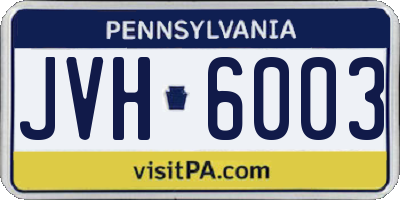 PA license plate JVH6003
