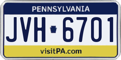 PA license plate JVH6701
