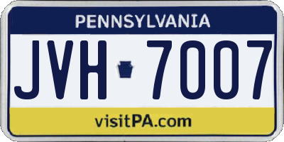 PA license plate JVH7007