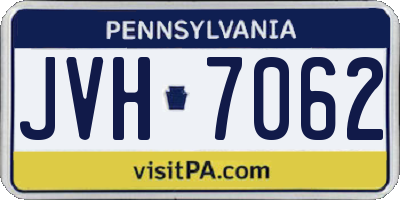 PA license plate JVH7062
