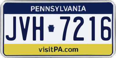 PA license plate JVH7216