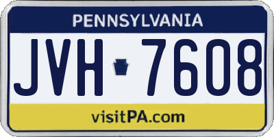 PA license plate JVH7608