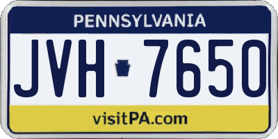 PA license plate JVH7650