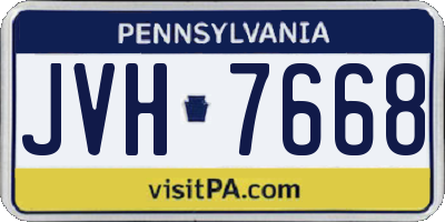 PA license plate JVH7668