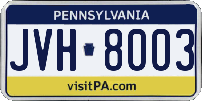 PA license plate JVH8003