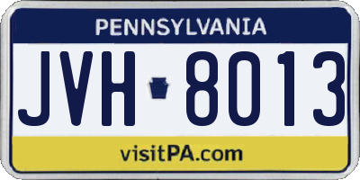 PA license plate JVH8013