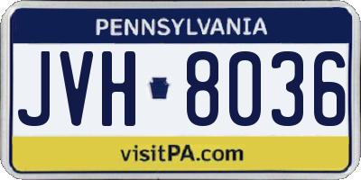 PA license plate JVH8036