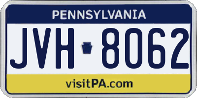 PA license plate JVH8062