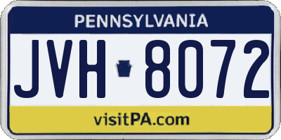 PA license plate JVH8072