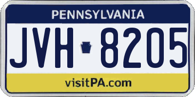 PA license plate JVH8205