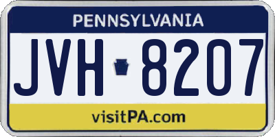 PA license plate JVH8207