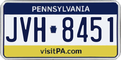 PA license plate JVH8451