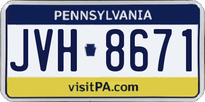 PA license plate JVH8671