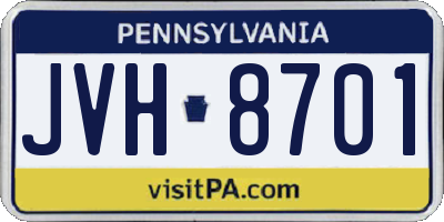PA license plate JVH8701