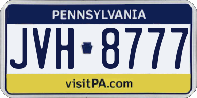 PA license plate JVH8777