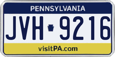 PA license plate JVH9216