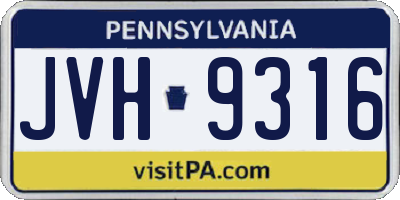 PA license plate JVH9316