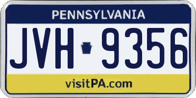 PA license plate JVH9356