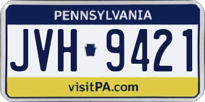 PA license plate JVH9421