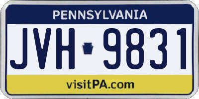 PA license plate JVH9831