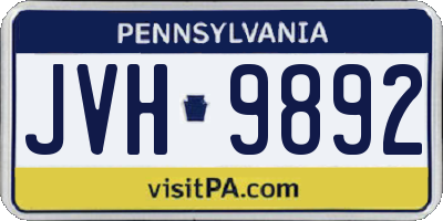 PA license plate JVH9892