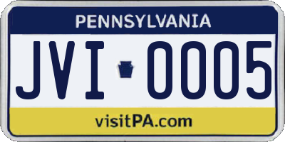 PA license plate JVI0005