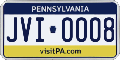 PA license plate JVI0008