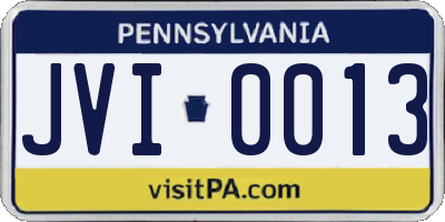 PA license plate JVI0013