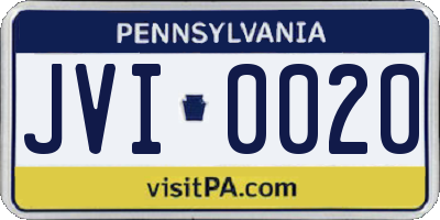PA license plate JVI0020
