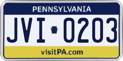 PA license plate JVI0203