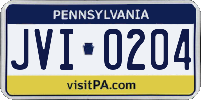 PA license plate JVI0204