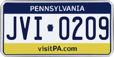 PA license plate JVI0209